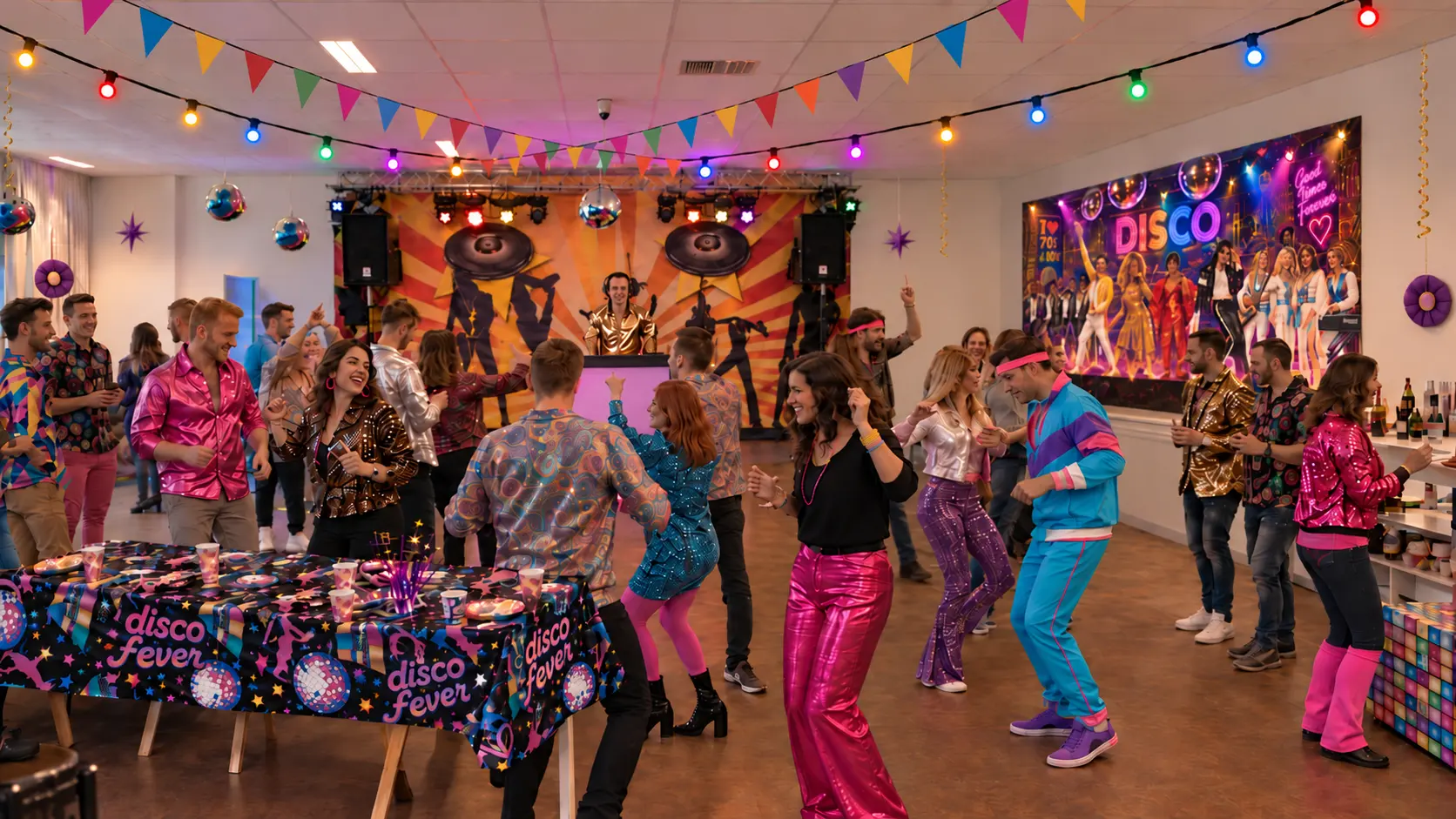 Bedrijfsfeest in fout feest of disco thema