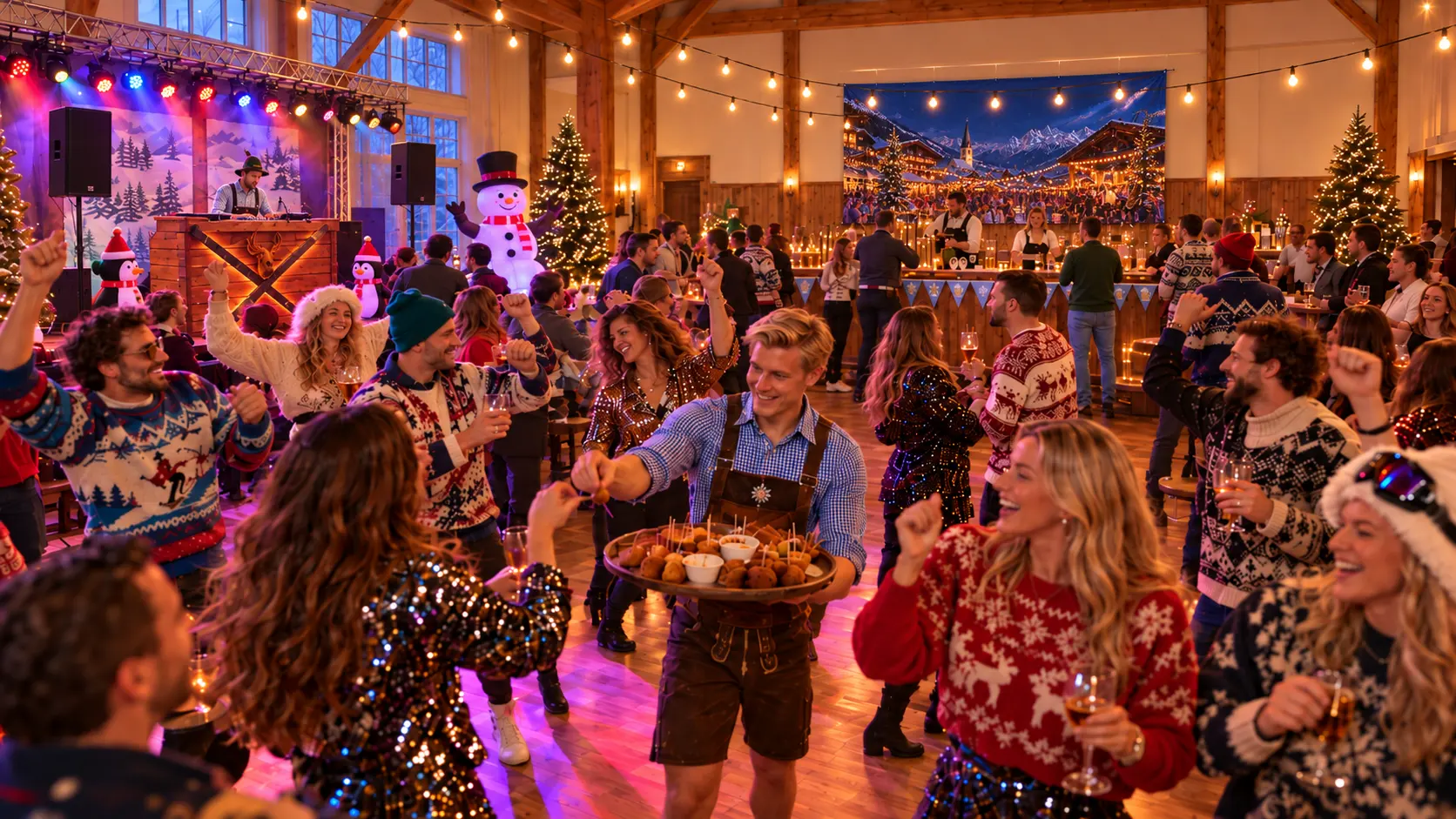 Kerstborrel apres-ski thema met hapjes