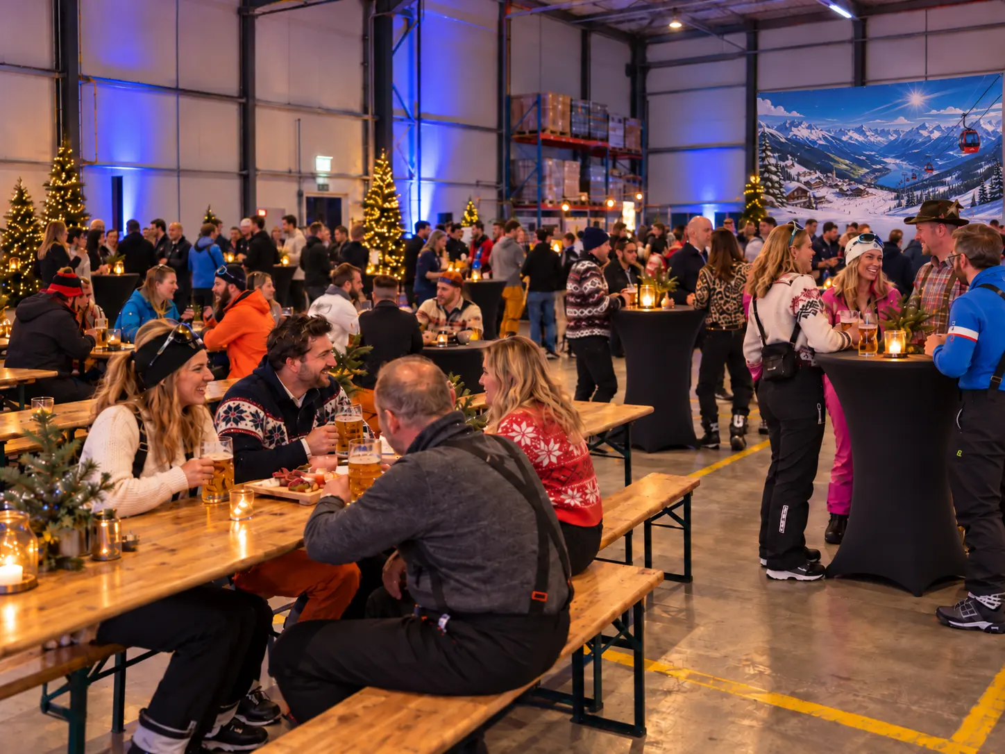 Gezellige apres-ski party in bedrijfshal